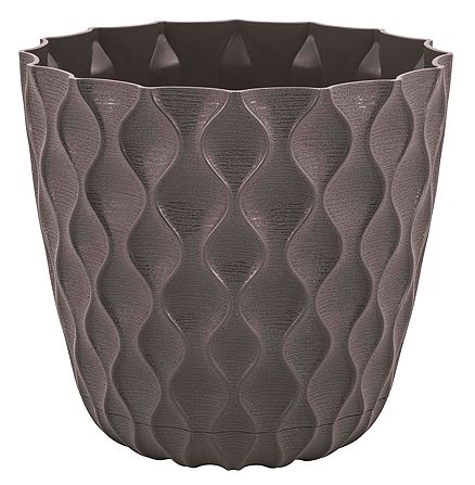 Горшок для цветов InGreen Wave с дренажной сеткой и съемным поддоном 10л, D270мм, горький шоколад